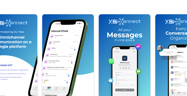 XBI Connect — pantallas reales de la app